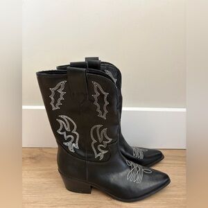 Black Western Cowboy Leather Boots